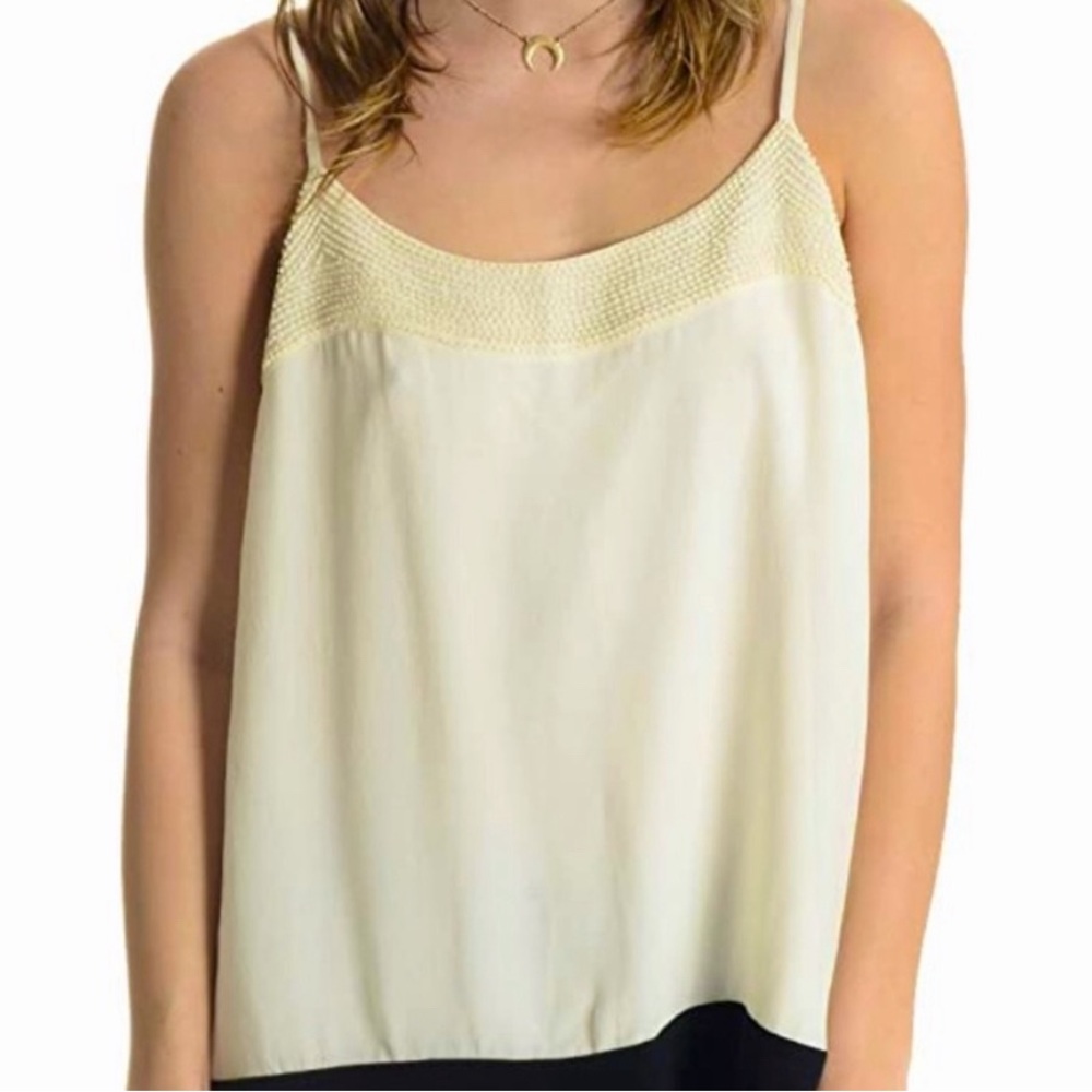Joie Ivory and Black beaded silk camisole - Size S